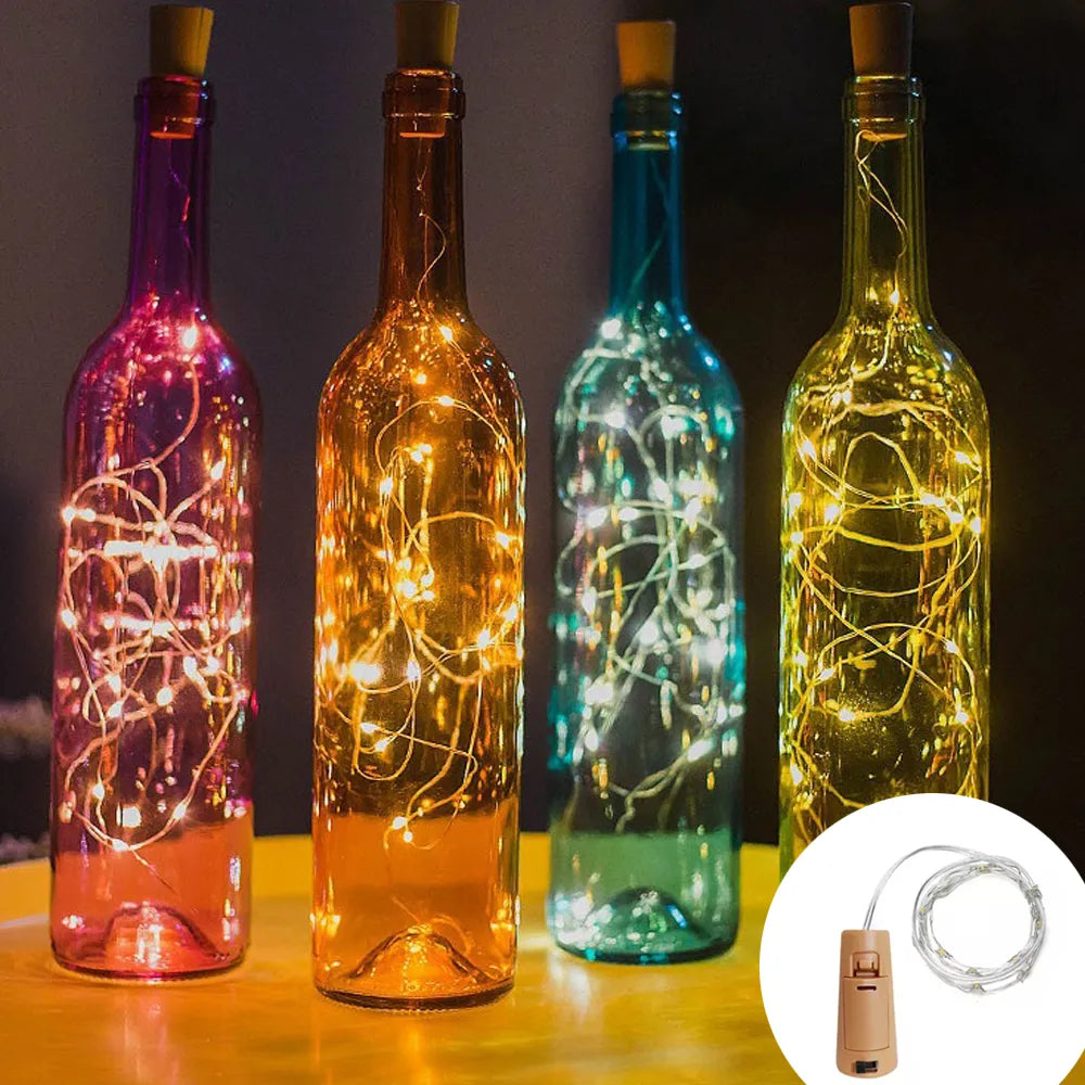 Bar LED wine bottle cork string lights holiday decoration garland wine bottle fairy lights Christmas copper wire string lights