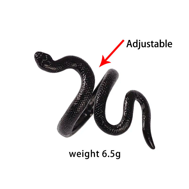 Anime Rings for Men Women Punk Goth Snake Ring Exaggerated Black Plated Gothic Adjustable Party Gift Jewelry Mujer Bijoux