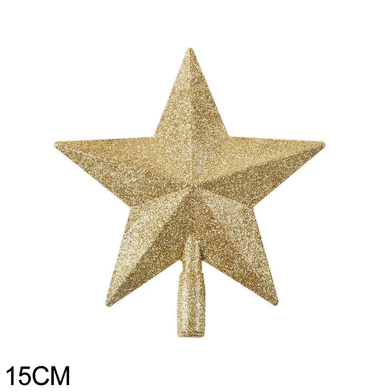 15/20cm Christmas Tree Top Star Merry Christmas Decorations for Home Shiny Gold Powder Five-pointed Star New Year's Ornament