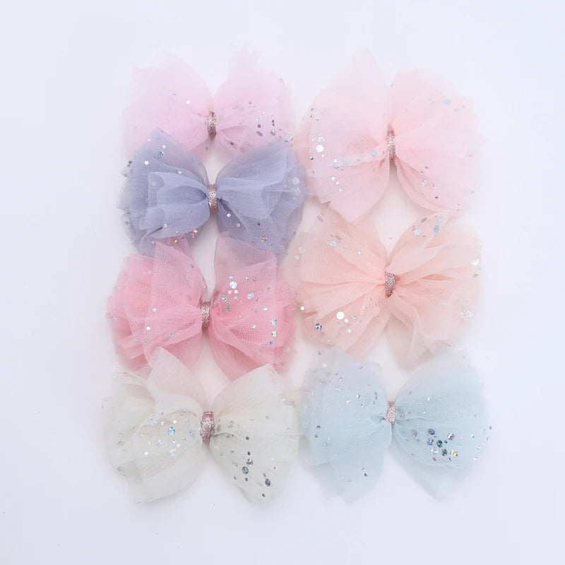 2 Piece Girls Hair Clips Hair Accessories Shinny Gauze Children Hair Barrettes Cute Kids Hairpins High Quality Birthday Gift