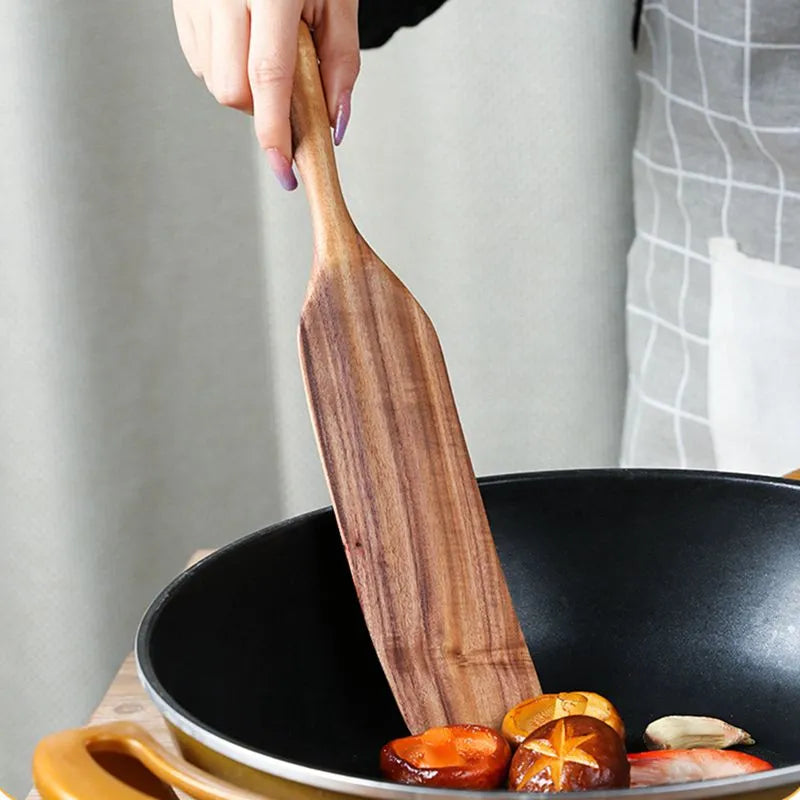 Acacia Wooden Spatula For Cooking Slotted Spurtle Kitchen Utensil Sets Non-Stick Long Shank Matter Mixture Shovel Dinnerware