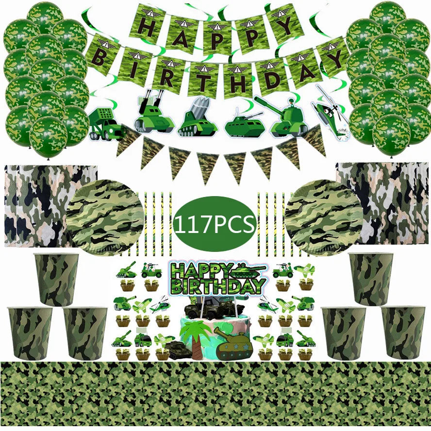 Army Green Camouflage Theme Party Military Decorations Tableware Set Paper Cups Plates Baby Shower Kids Birthday Party Supplies