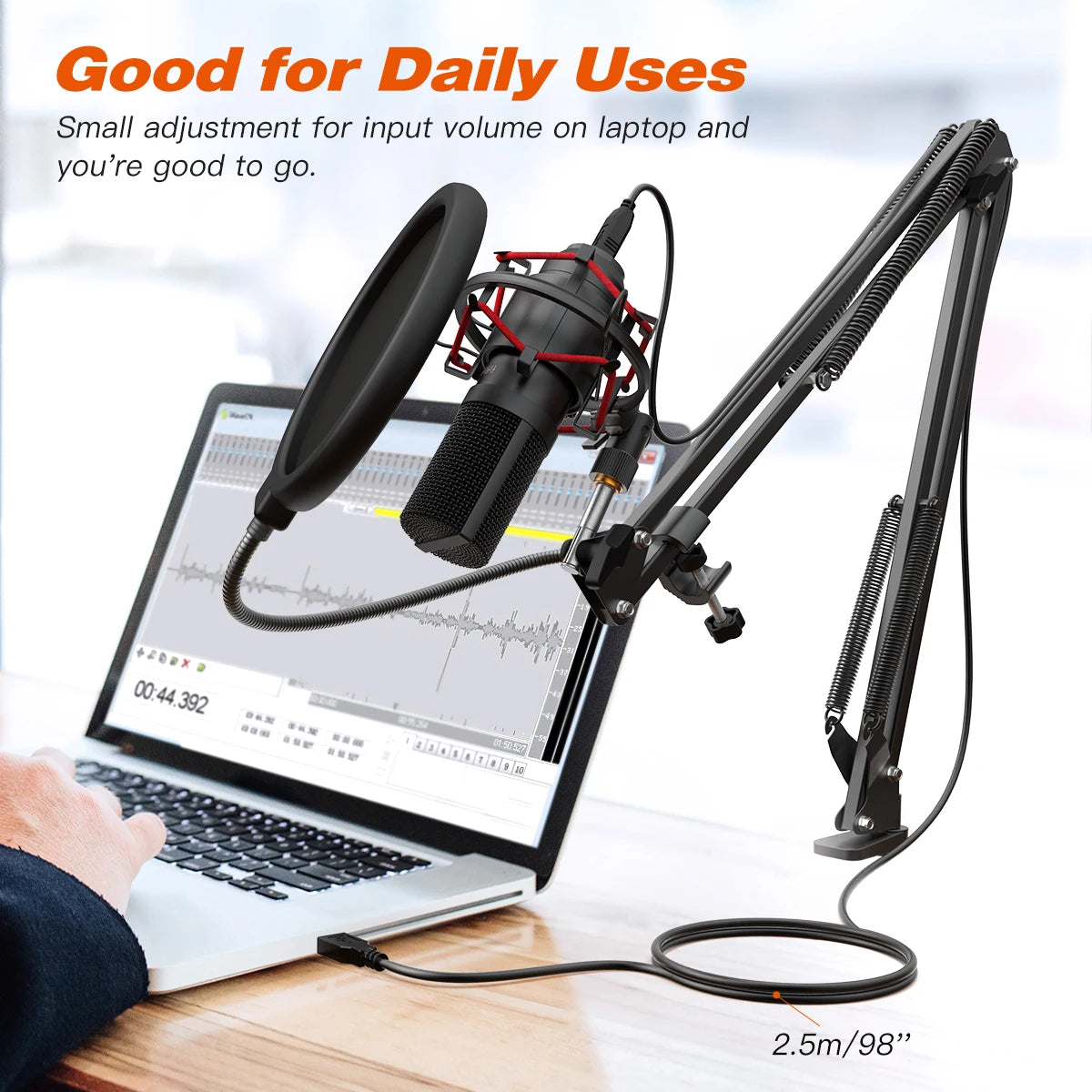 Go USB Gaming Microphone Set with Flexible Arm Stand Pop Filter Plug&Play with PC Laptop Computer Streaming Podcast Mic T732