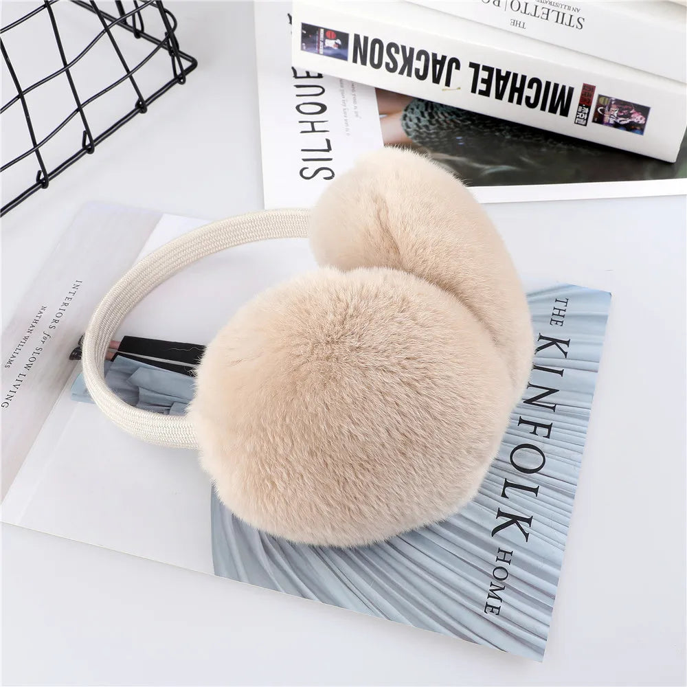 2023 New Aarrival Unisex Women's Winter Warm Rex Rabbit Fur Earmuffs Girls Ear Muffle Earflap Ear Cover Double Sided