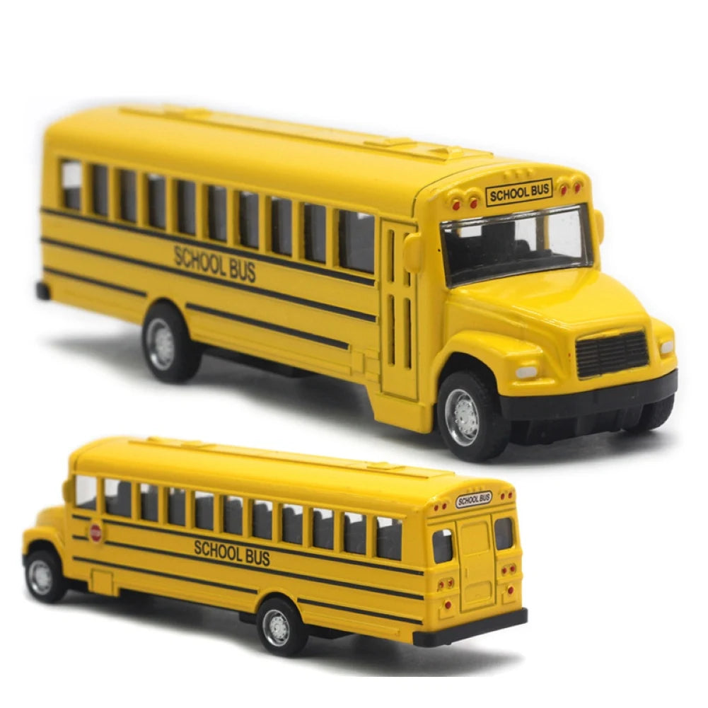 1/64 Optic Alloy Inertial School Bus Model Car Model Pull Back Toys Music Cars Vehicle Gifts Kids Boy Toys For Children Birthday