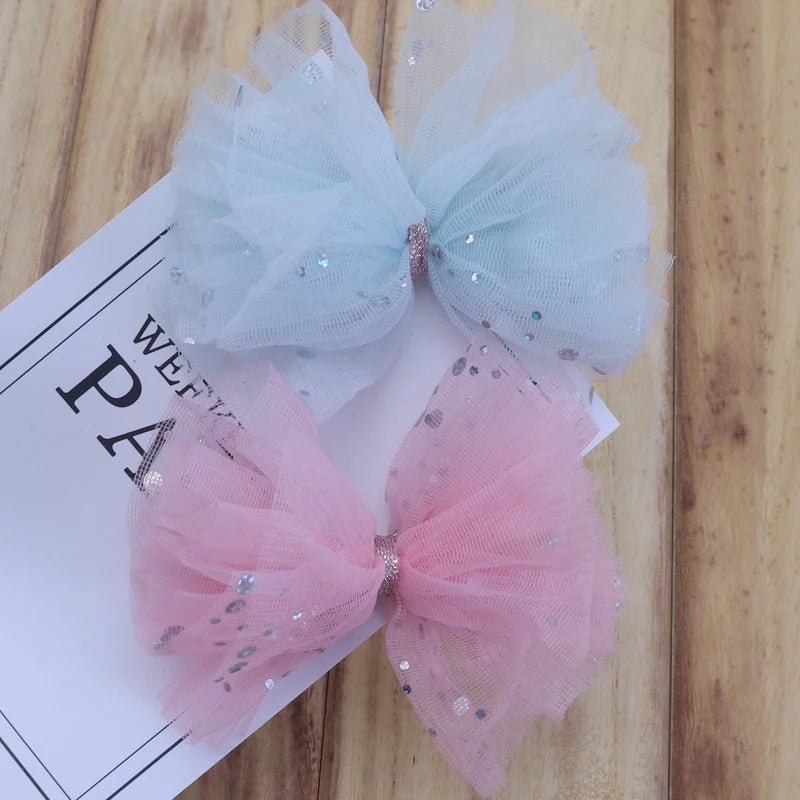 2 Piece Girls Hair Clips Hair Accessories Shinny Gauze Children Hair Barrettes Cute Kids Hairpins High Quality Birthday Gift