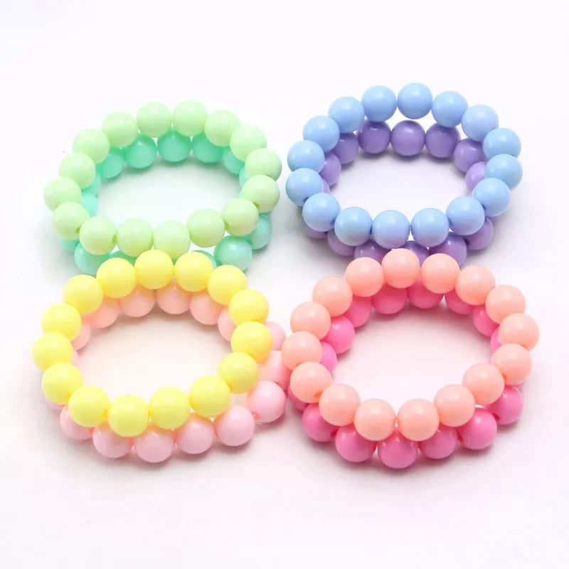 Princess Bracelets 10Pcs for Kids Girls Pearl Bead Bracelets Teen Jewelry Set Party Favor Costume Princess Pretend Play