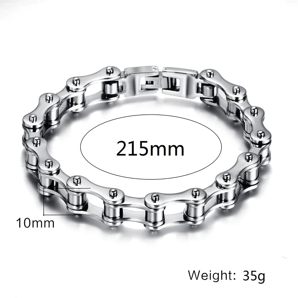 Fashion Men Women Biker Bicycle Motorcycle Chain Bracelet Bangle Punk Stainless Steel Bracelet Men Bangle 8.5"