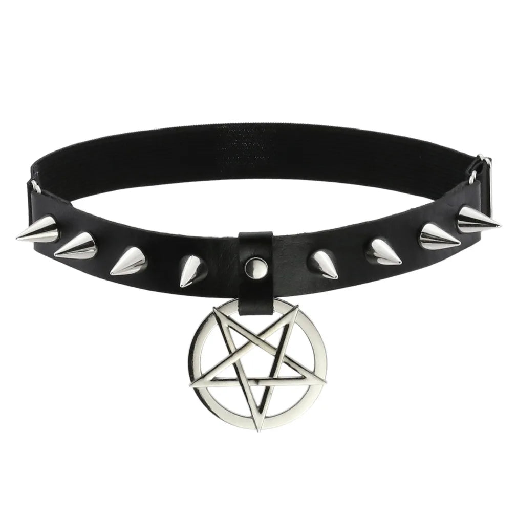 Sexy Rock Punk Spike Garter Belt Rivets Leg Thigh Harness Pentagram Black PU Leather Women Girls Goth Accessories