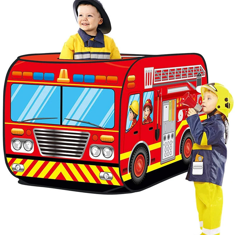 Foldable Game Play House Fire Truck Police Bus Pop Up Toy Tent Playhouse Cloth Gift For Children Firefighting Model Dopship