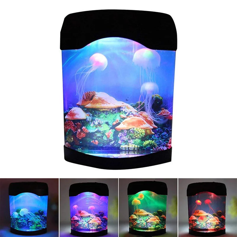 Aquarium Night Light Lamp LED Light Artificial Seajelly Tank Swimming Mood Lamp for Home Desk Decor