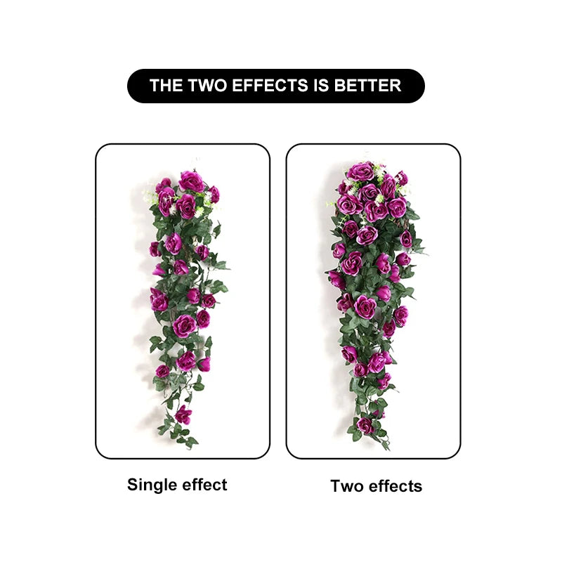 Artificial Flower Rattan Fake Plant Vine Decoration Wall Hanging Roses Flowers for Home Wed Party interior outdoor Decoration