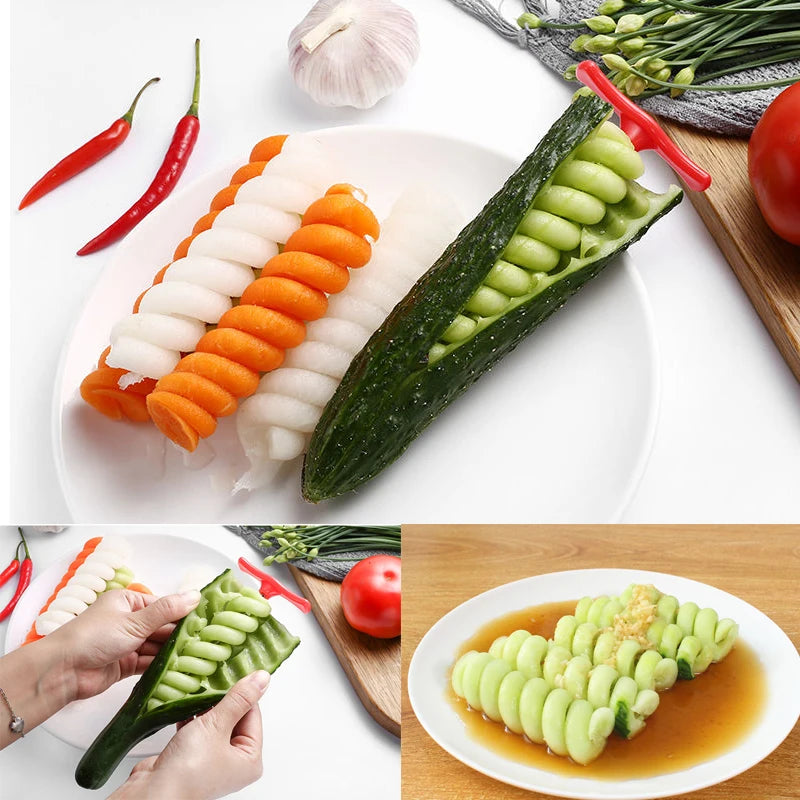 2X  Spiral Knife Potato Carrot Cucumber Chopper Easy Spiral Screw Cutter Spiralizer kitchen Accessories Gadgets