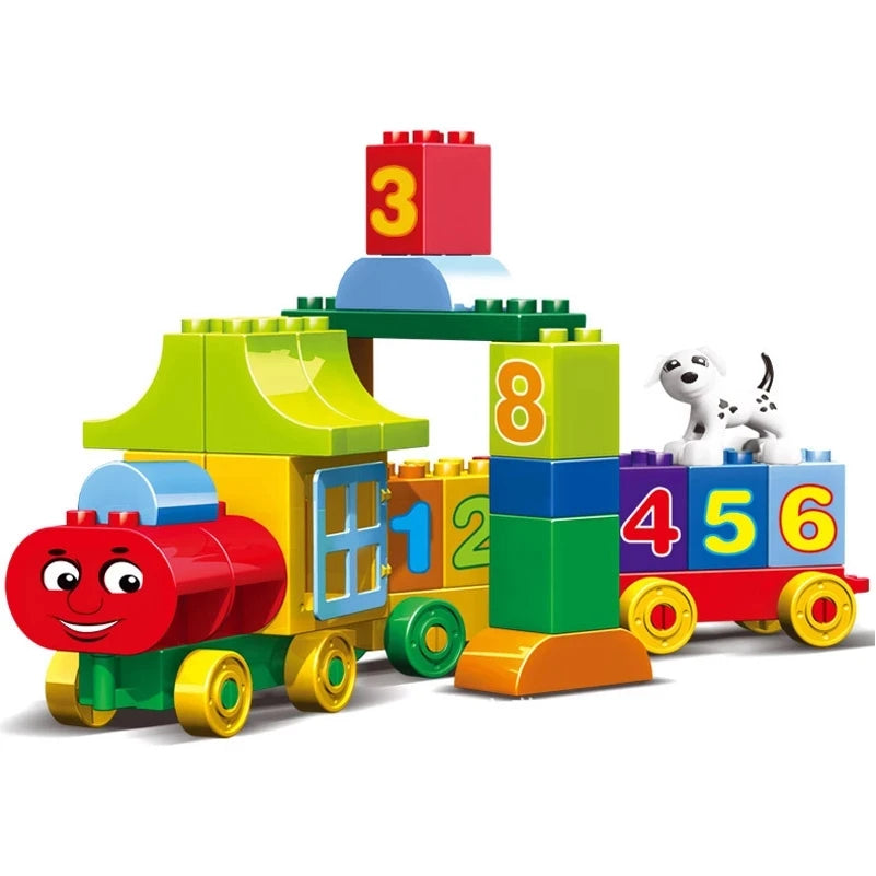 50pcs Duplo Building Blocks Big Size Number City Train Large Particles DIY Bricks Educational Baby Figures Toys Gifts with box