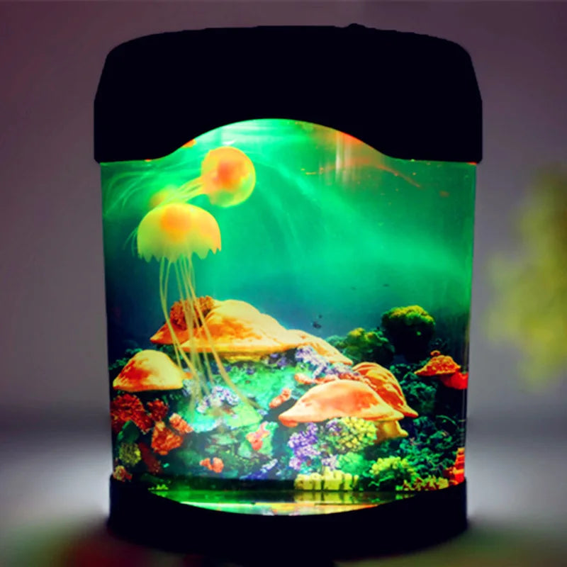 Aquarium Night Light Lamp LED Light Artificial Seajelly Tank Swimming Mood Lamp for Home Desk Decor