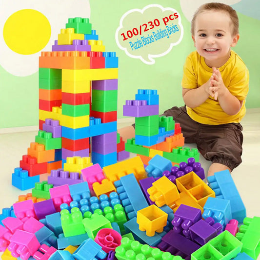 newest 100/230 PCS Building Blocks Kit Learning Educational Construction Building Toy Set Kids Engineering Science Blocks Kit