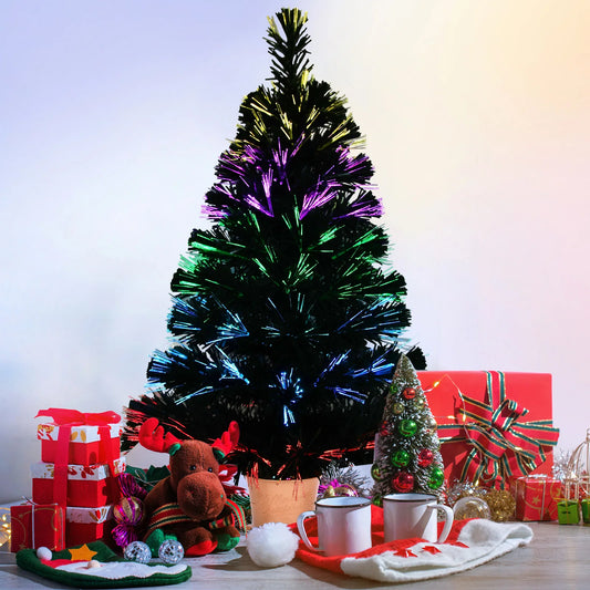 Green Pre-lit Mini Fiber Optic Tabletop Christmas Tree with 5-Layers Control LED Lights, Tabletop Xmas Table Top, 32 Inch