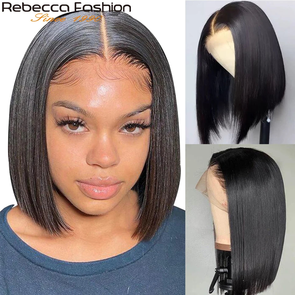 Short Cut Ginger Blonde Ombre Straight Bob T Lace Wigs Human Hair Pre Plucked Brazilian Straight Lace Front Human Hair Lace Wigs