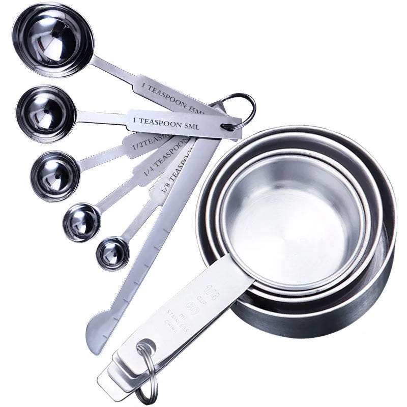 8/10/11Pcs Stainless Steel Measuring Cups and Spoons Set Deluxe Premium Stackable Tablespoons Home Tools Kitchen Accessories