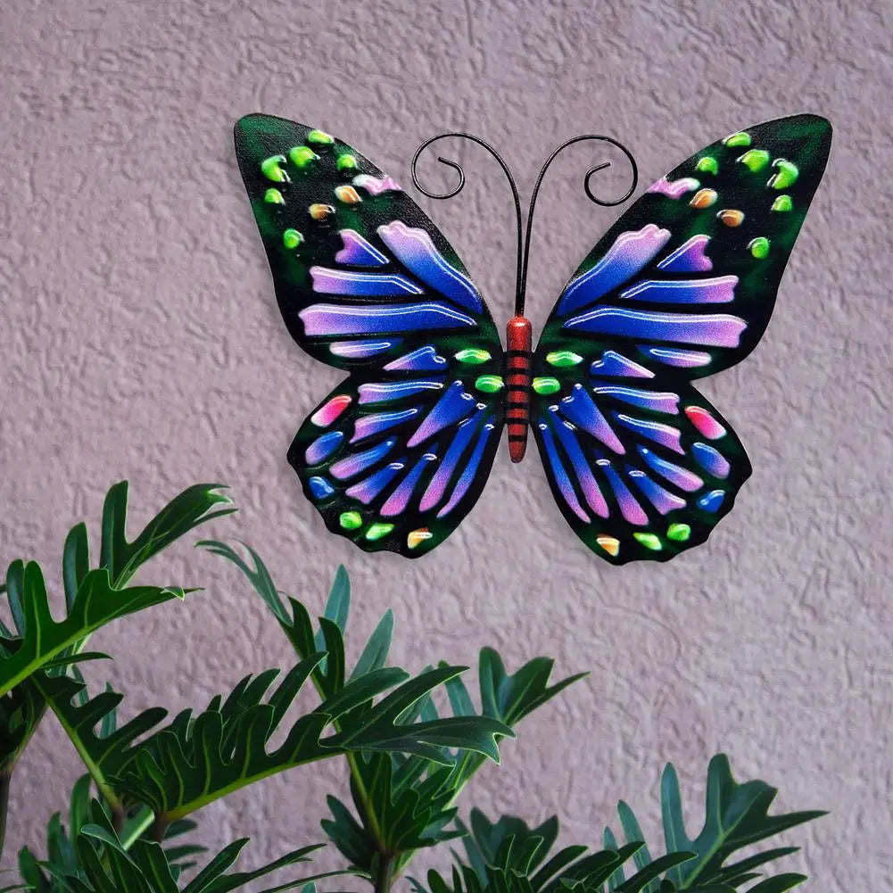 Garden 3D Metal Butterfly Decor Inspirational Sculpture Wall Deco For Outdoor Decoration Animal Miniatures Statues Artwork 2021