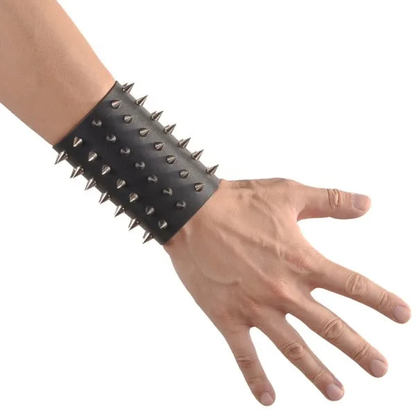 Punk Rivet Leather Hand Jewelry Bracelet Casual Men Metal Wide Stud Bracelet Wristbands