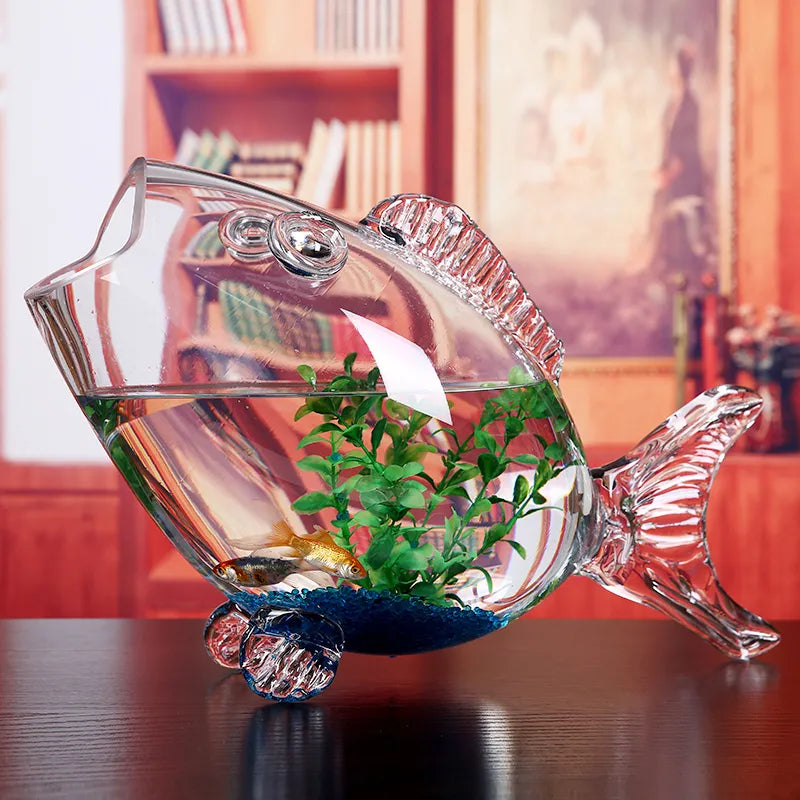 Mini Fish Glass bowl Figurine Clear Transparent Glass Fish-shaped Aquarium Fish Tank Home Living Room decoration Craft Ornaments