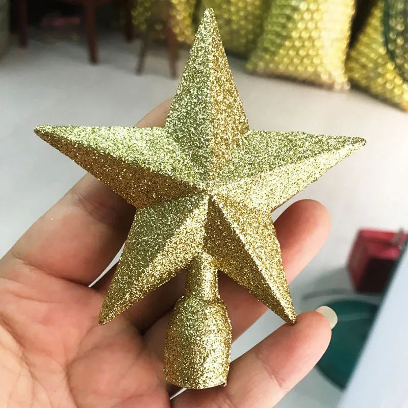 15/20cm Christmas Tree Top Star Merry Christmas Decorations for Home Shiny Gold Powder Five-pointed Star New Year's Ornament