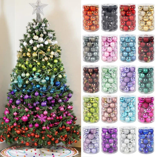 34pcs christmas ornament for xmas home decor plastic balls natal deco christmas ball 4cm 2023 hanging xmas tree pendant new year