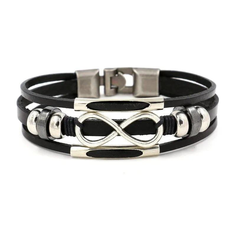 Hot Sale High Quailty Infinity Bracelet Bangle Genuine Leather Hand Chain Buckle Friendship Men Women Jewelry Couple Lover Gifts