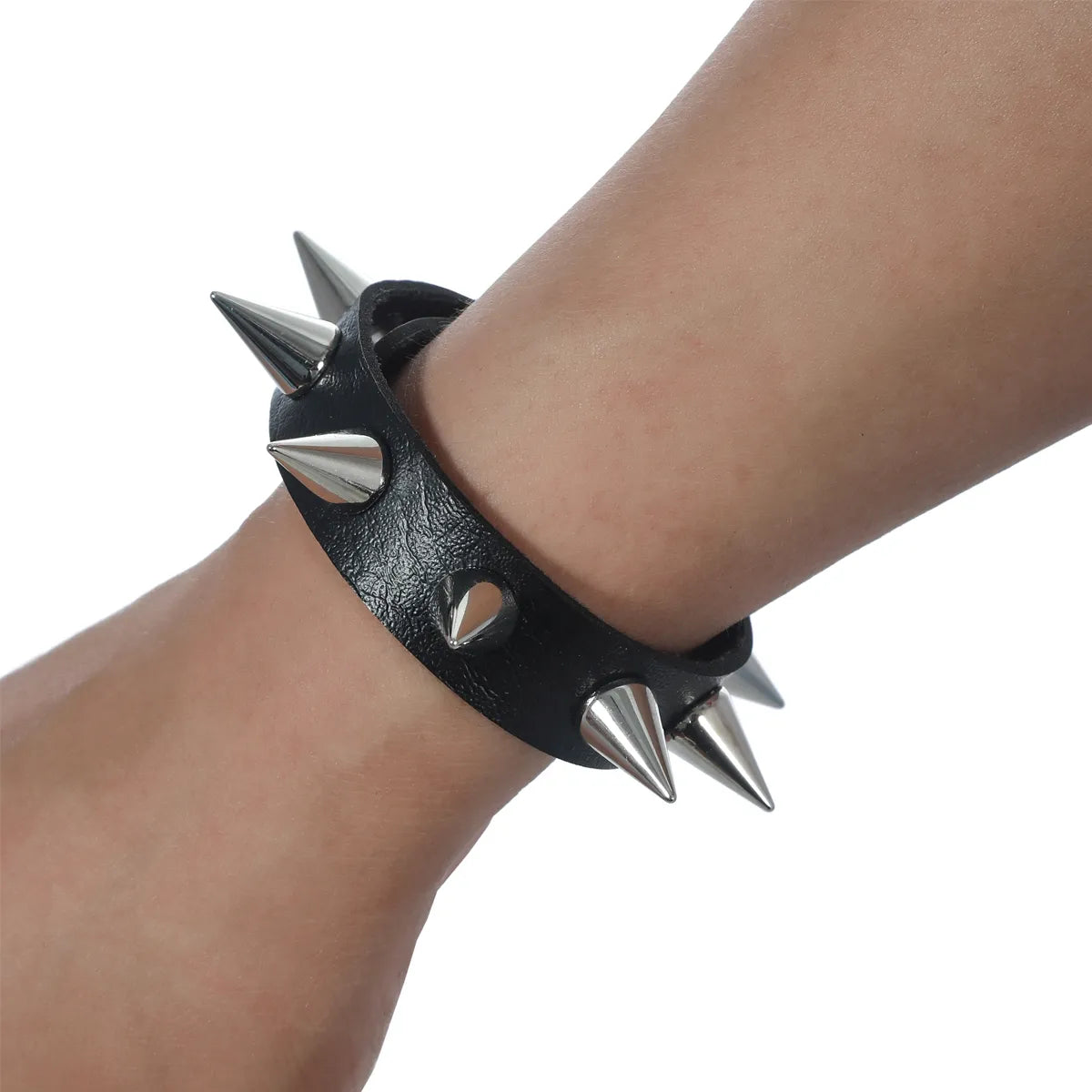 Spiked Studded Bracelet Black Leather Rivet Punk Bracelet Cuff Wrap Bangle Metal Wristband for Men Women Gothic Accessories