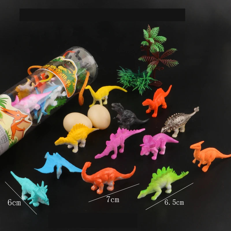 12pcs 6cm Simulated Solid Dinosaur Model Set Dinosaur Toys Figures Tyrannosaurus Pterosaur Tricerosaur Children Christmas Gifts