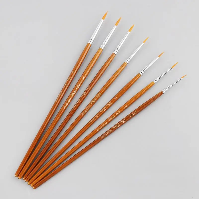 7pcs/set Professional Detail Paint Brush Fine Pointed Tip Miniature Brushes For Acrylic Watercolor Oil Drawing Kits