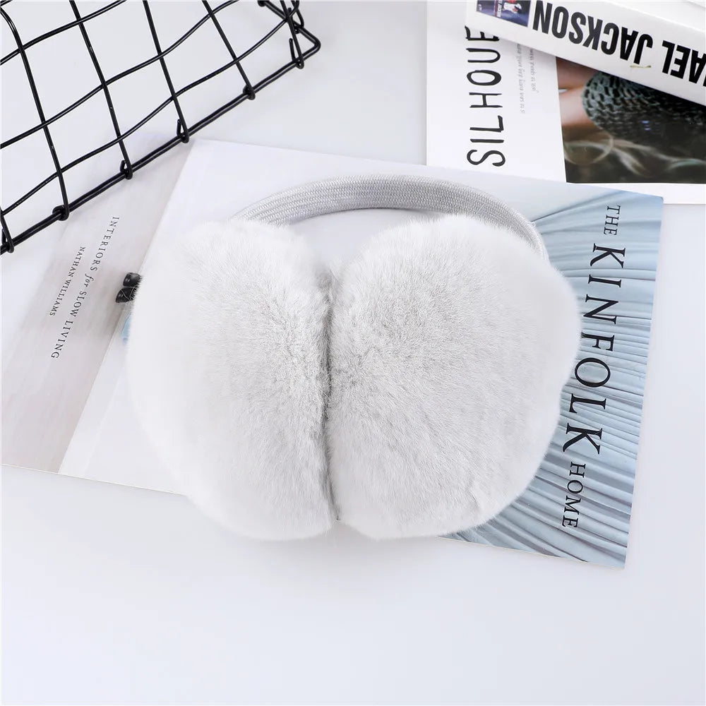 2023 New Aarrival Unisex Women's Winter Warm Rex Rabbit Fur Earmuffs Girls Ear Muffle Earflap Ear Cover Double Sided