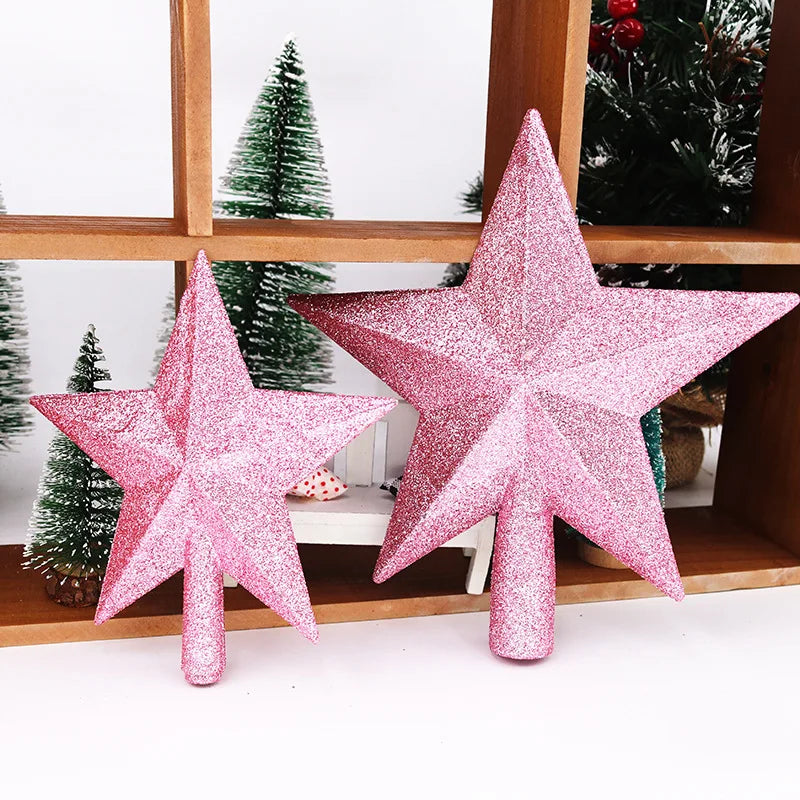 15/20cm Christmas Tree Top Star Merry Christmas Decorations for Home Shiny Gold Powder Five-pointed Star New Year's Ornament