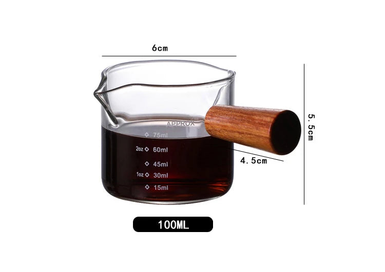 Double Pour Spout Heat Resistant Glass Measuring Cup Coffee Cup High Borosilicate Glass 100ml Espresso Transfer Cup Milk Cup