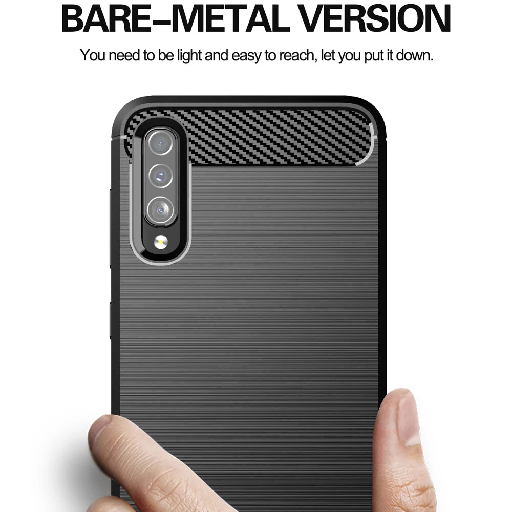 Carbon Fiber Case For Samsung Galaxy A10 A10E A10S A20 A20E A30 A40 A50 A60 A70 A80 A90 Soft Silicone Shockproof Phone Cover