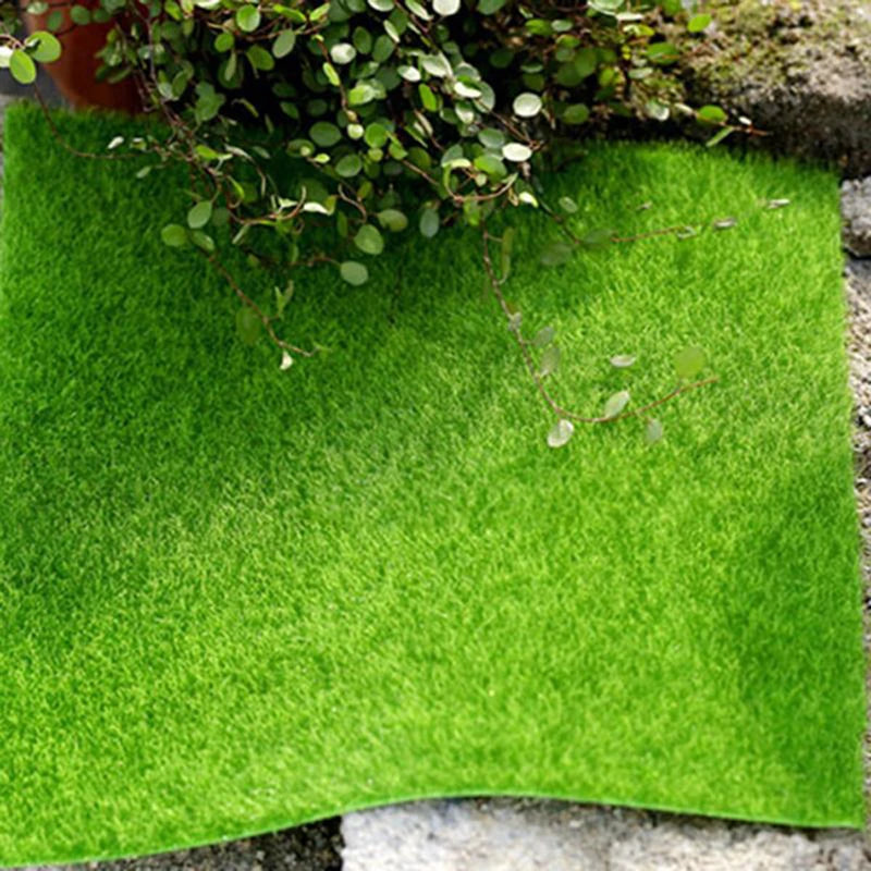 15CM Artificial Green Plant Fake Flower Moss Grass Fake Moss Mini Fairy Garden Ornament Lawn Grass Terrariums Bonsai Miniatures