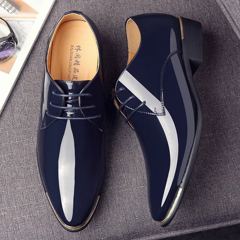 mens patent leather shoes men dress shoes lace up Pointed toe wedding Business party 5 colors big size  rtg5