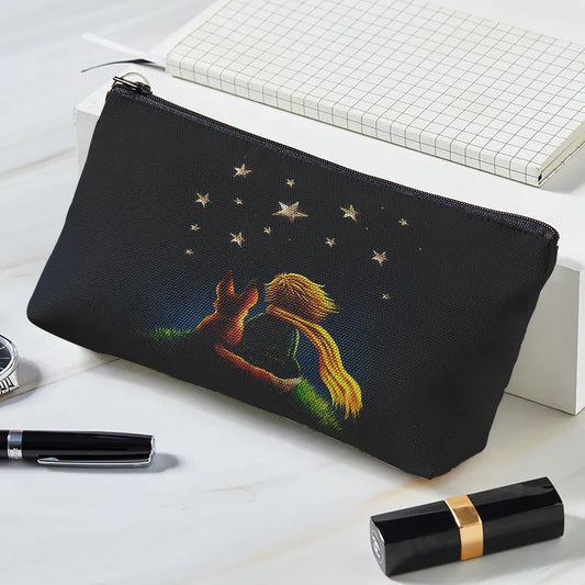 Lovely Cartoon Little Prince Print Canvas Women Makeup Bag Toiletries Organize Portable Travel Cosmetic Bag Female Make Up cases