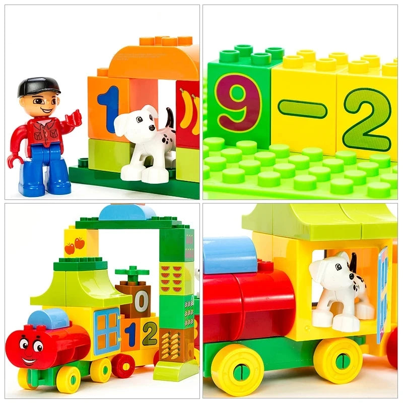 50pcs Duplo Building Blocks Big Size Number City Train Large Particles DIY Bricks Educational Baby Figures Toys Gifts with box