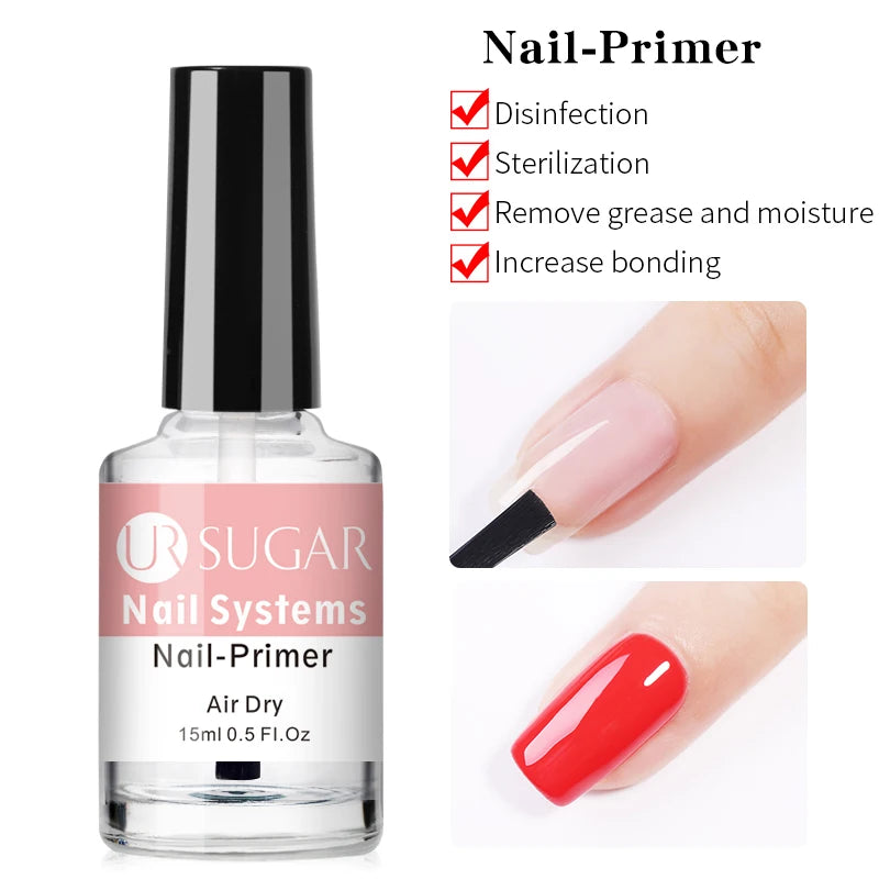 UR SURGAR 15ML Nail Prep Dehydrator And Nail-Primering Set Free Grinding for Acrylic Nails Art Bonder Bond Gel Balancing  Tool