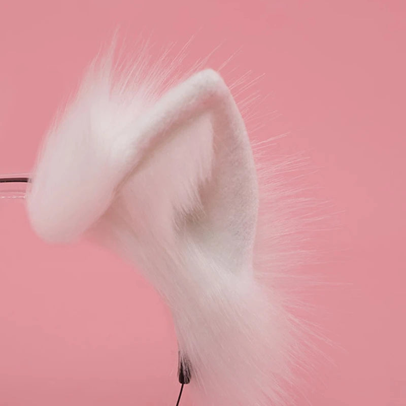 Handmade Cat Faux Fur Ears Headband Solid Color Fluffy Plush Animal Hair Hoop Anime Dress Party Cosplay Costume Hair Accessories