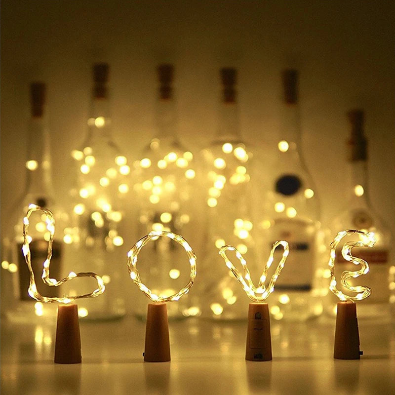 Bar LED wine bottle cork string lights holiday decoration garland wine bottle fairy lights Christmas copper wire string lights