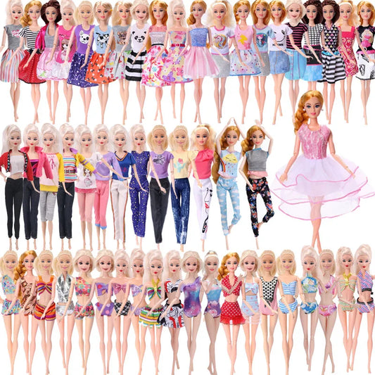 5 Pcs Barbies Clothes Daily Wear 2 Sets Swimsuits Bikini+2 Pcs Dresses+1Pcs Outfit For Barbies Doll Russia DIY Girl`s Toy Gifts