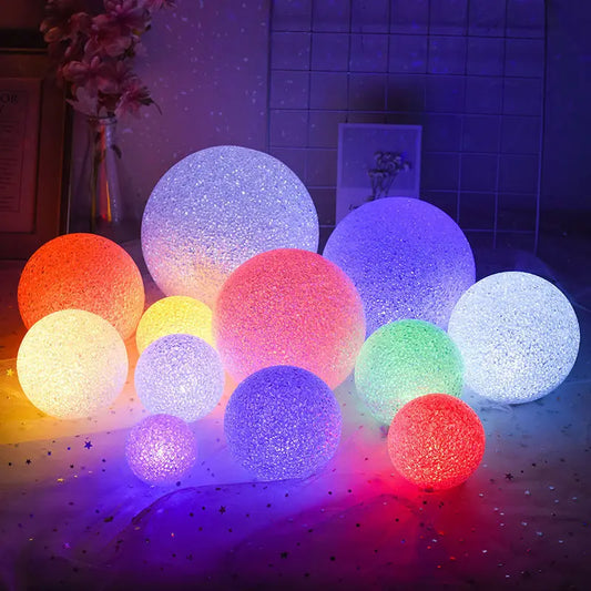 8/10/12/14CM Magic Crystal Ball Color Changing LED Night Light Toy Ball Halloween Party  Festival Table Lamp Room Decoration