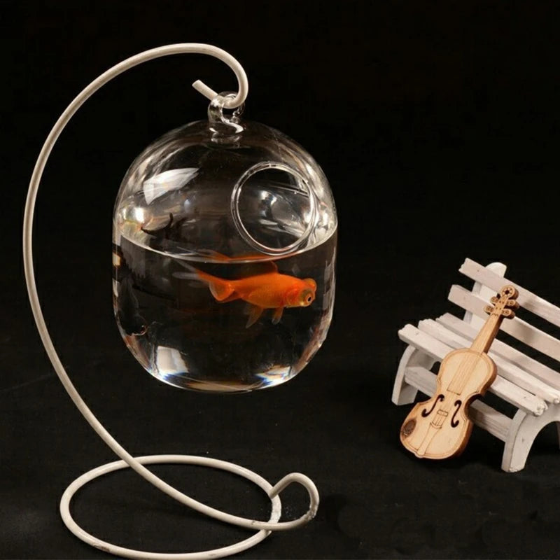 Suspended Transparent Hanging Glass Fish Tank Infusion Bottle Aquarium Flower Pl