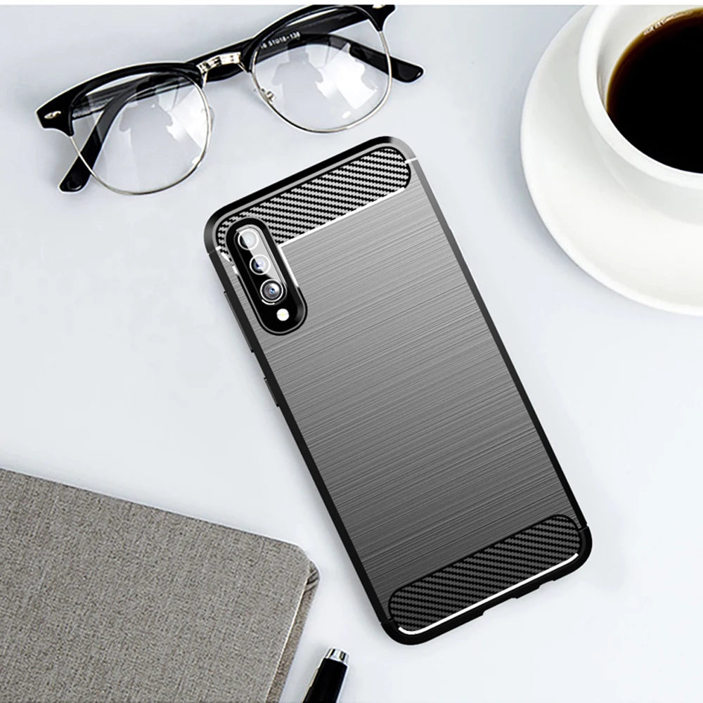 Carbon Fiber Case For Samsung Galaxy A10 A10E A10S A20 A20E A30 A40 A50 A60 A70 A80 A90 Soft Silicone Shockproof Phone Cover