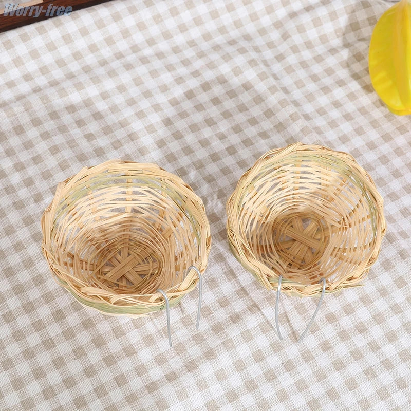 6Pcs Handmade Bamboo Bird Breeding Nest Bed for Budgie Parakeet Cockatiel Parakeet Conure Canary Finch Lovebird and Small Parrot