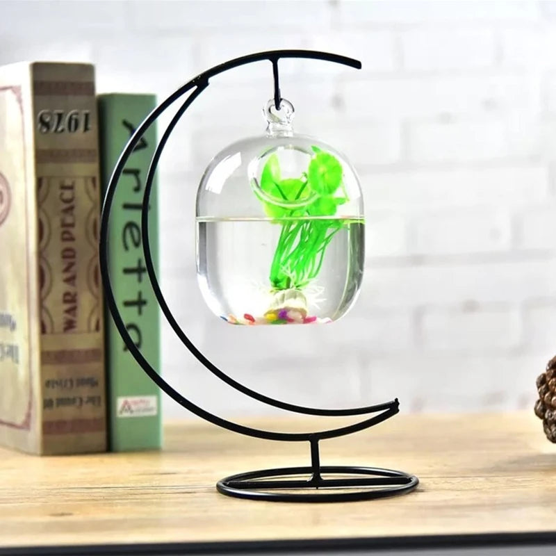 Suspended Transparent Hanging Glass Fish Tank Infusion Bottle Aquarium Flower Pl