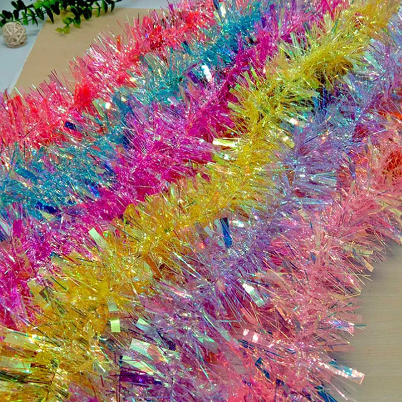 2023 2M Foil Tinsel Christmas Tree Decoration Candy Garland New Year Decorations For Home Star Foil Tinsel Xmas Decoration